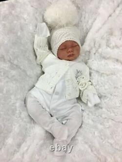 Reborn Doll Heavy Baby White Bobble Hat Outfit Magnetic Dummy S