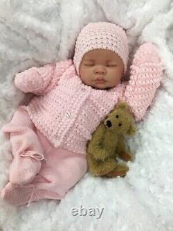 Reborn Doll Heavy Girl Fake Baby Bald Pink Knitted Outfit M