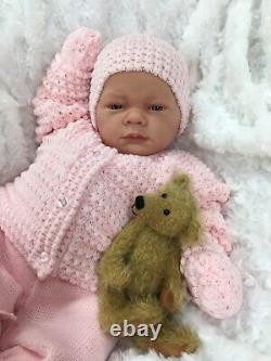 Reborn Doll Heavy Girl Fake Baby Bald Pink Knitted Outfit Magnetic Dummy A