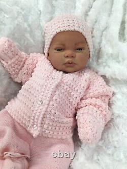 Reborn Doll Heavy Girl Fake Baby Bald Pink Knitted Outfit Magnetic Dummy P