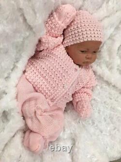 Reborn Doll Heavy Girl Fake Baby Bald Pink Knitted Outfit Magnetic Dummy P