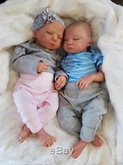 Reborn Dolls TWINS Boy Lane & Girl Leah by Sandra White Bountiful Baby Ethnic