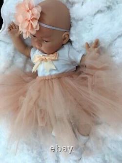 Reborn Girl Doll Peach Tutu Awake Baby Pippa