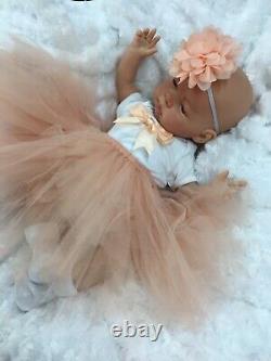 Reborn Girl Doll Peach Tutu Awake Baby Pippa