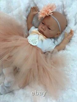 Reborn Girl Doll Peach Tutu Open Eyed Baby & Dummy A