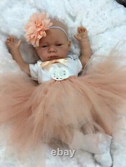 Reborn Girl Doll Peach Tutu Open Eyed Baby & Dummy A