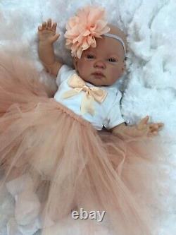 Reborn Girl Doll Peach Tutu Open Eyed Baby With Dummy C