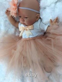 Reborn Girl Doll Peach Tutu Open Eyed Baby With Dummy C