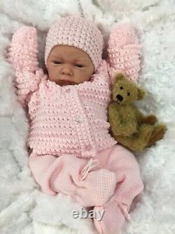 Reborn Girl Doll Pink Knitted Spanish Outfit With Dummy A