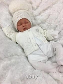 Reborn Girl/boy White Outfit Bobble Hat Cardigan Bg With Dummy S