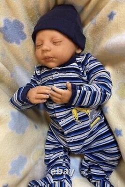 Reborn, Realborn Baby Boy Doll Steven Asleep 18.5, 5 lbs, Full Limbs, COA