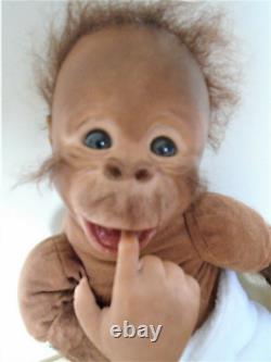 Reborn Realistic Baby Orangutan Monkey Baby Doll Binki with Breast Plate