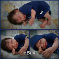 Reborn baby doll ethnic boy sleeping preemie biracial OOAK AA from Rosebud kit