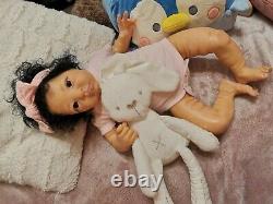 Reborn baby girl, biracial, Thandie by Adrie Stoete, hand painted