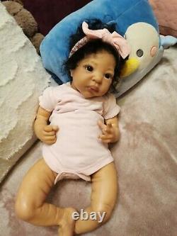 Reborn baby girl, biracial, Thandie by Adrie Stoete, hand painted