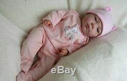 Reborn baby girl doll, Beautiful Vicky 18 4lbs newborn open blue eyes