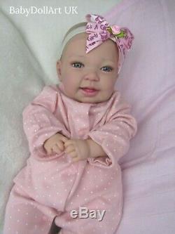 Reborn baby girl doll, Happy Baby Bella 18 blue eyes BabyDollArtUK