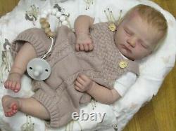 Reborn babydoll, Realborn Jennie asleep, Super realistic doll. ThumperDolls