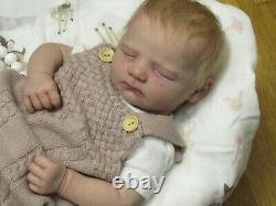 Reborn babydoll, Realborn Jennie asleep, Super realistic doll. ThumperDolls