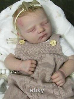 Reborn babydoll, Realborn Jennie asleep, Super realistic doll. ThumperDolls