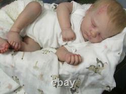 Reborn babydoll, Realborn Jennie asleep, Super realistic doll. ThumperDolls