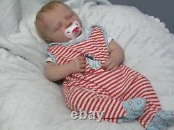 Reborn babydoll, Realborn Jennie asleep, Super realistic doll. ThumperDolls