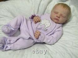 Reborn babydoll, Realborn Jennie asleep, Super realistic doll. ThumperDolls