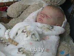 Reborn babydoll, Realborn Jennie asleep, Super realistic doll. ThumperDolls