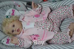 Reborn doll RUBY Phil Donnelly vinyl baby girl blonde hair rooted reallife