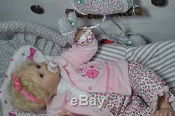 Reborn doll RUBY Phil Donnelly vinyl baby girl blonde hair rooted reallife