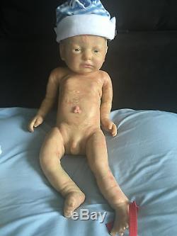 Solid fullbody soft platium RTV silicone reborn baby doll infant, painted 18