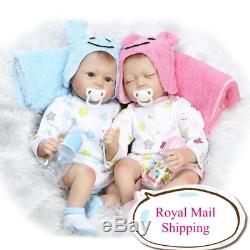 Stock in UK 22 Silicone Twins Doll Lifelike Baby Reborn Baby Doll Handmade Gift
