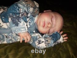 Used reborn baby boy doll Issac Sleeping Rrp £295 From Tinkerbell Creations