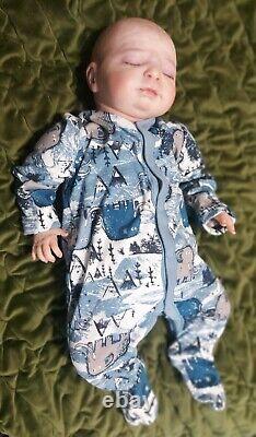 Used reborn baby boy doll Issac Sleeping Rrp £295 From Tinkerbell Creations