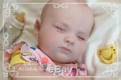 WILLIAMS NURSERY Realborn 3 month old Joseph Sleeping Reborn Baby Doll GIRL Hair