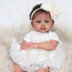 Zero pam Reborn Baby Dolls Black Girl 60cm 24 Inch Lifelike Biracial Reborn Soft